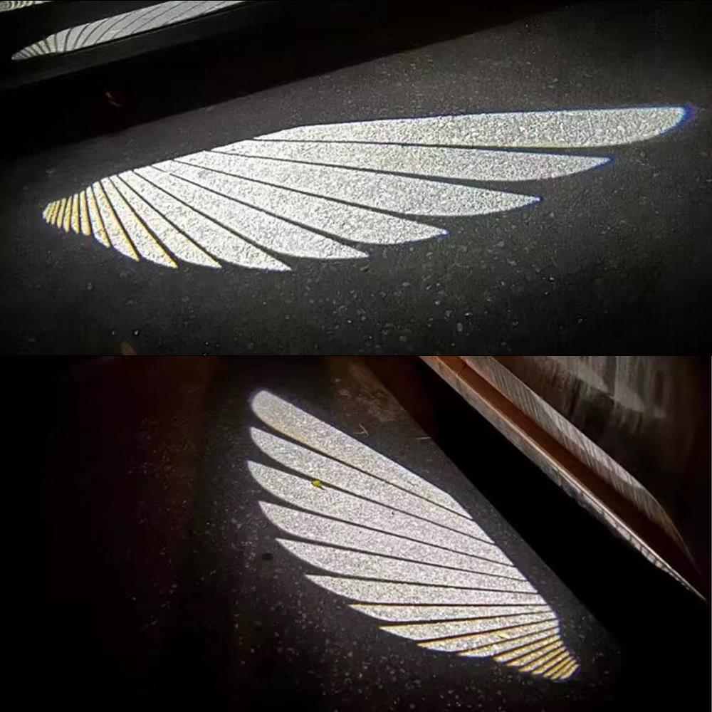 2pcs LED Lights Car Ambient Lights Door Rearview Mirror Angel Wing Auto Carpet Lamp Dual Controller Atmosphere Lamp 12V