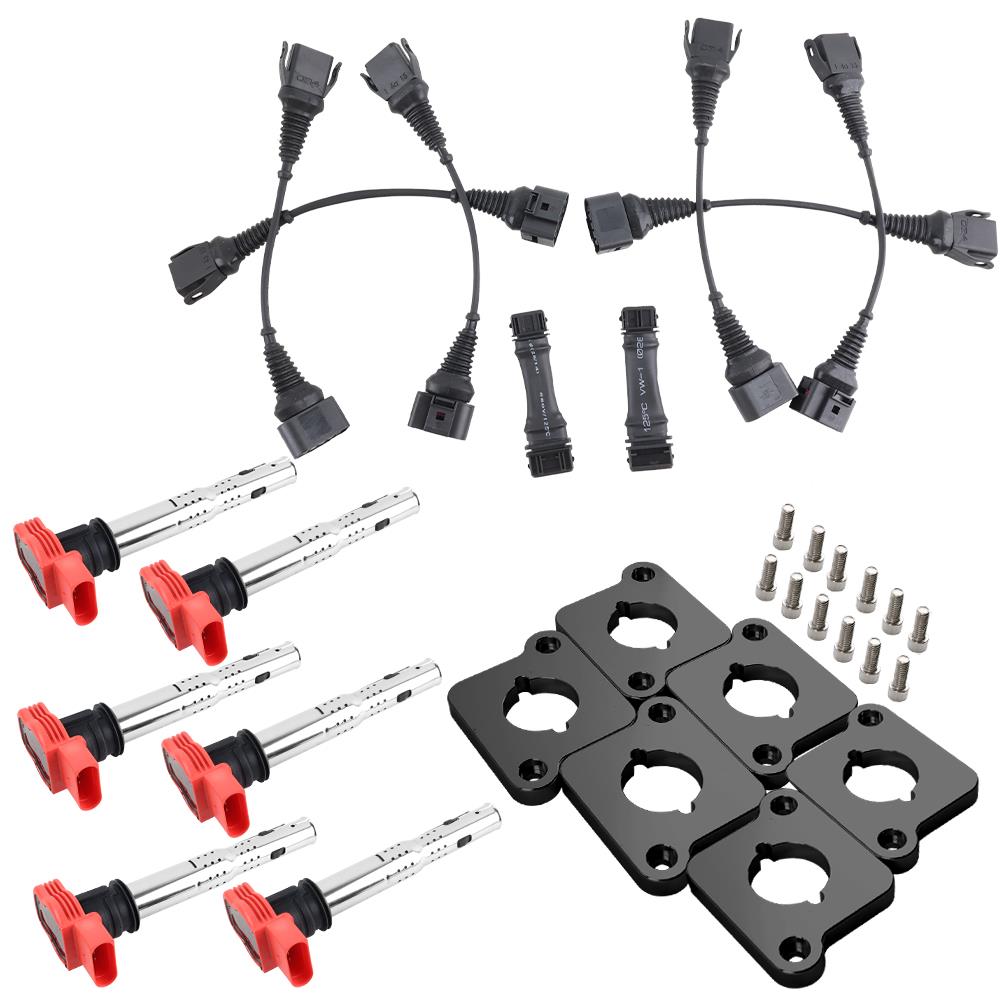 Ignition Coil Packs Conversion Harness ICM By Pass Kit Coilpack Plates For Audi 2.7T S4 RS4 B5 2.7T