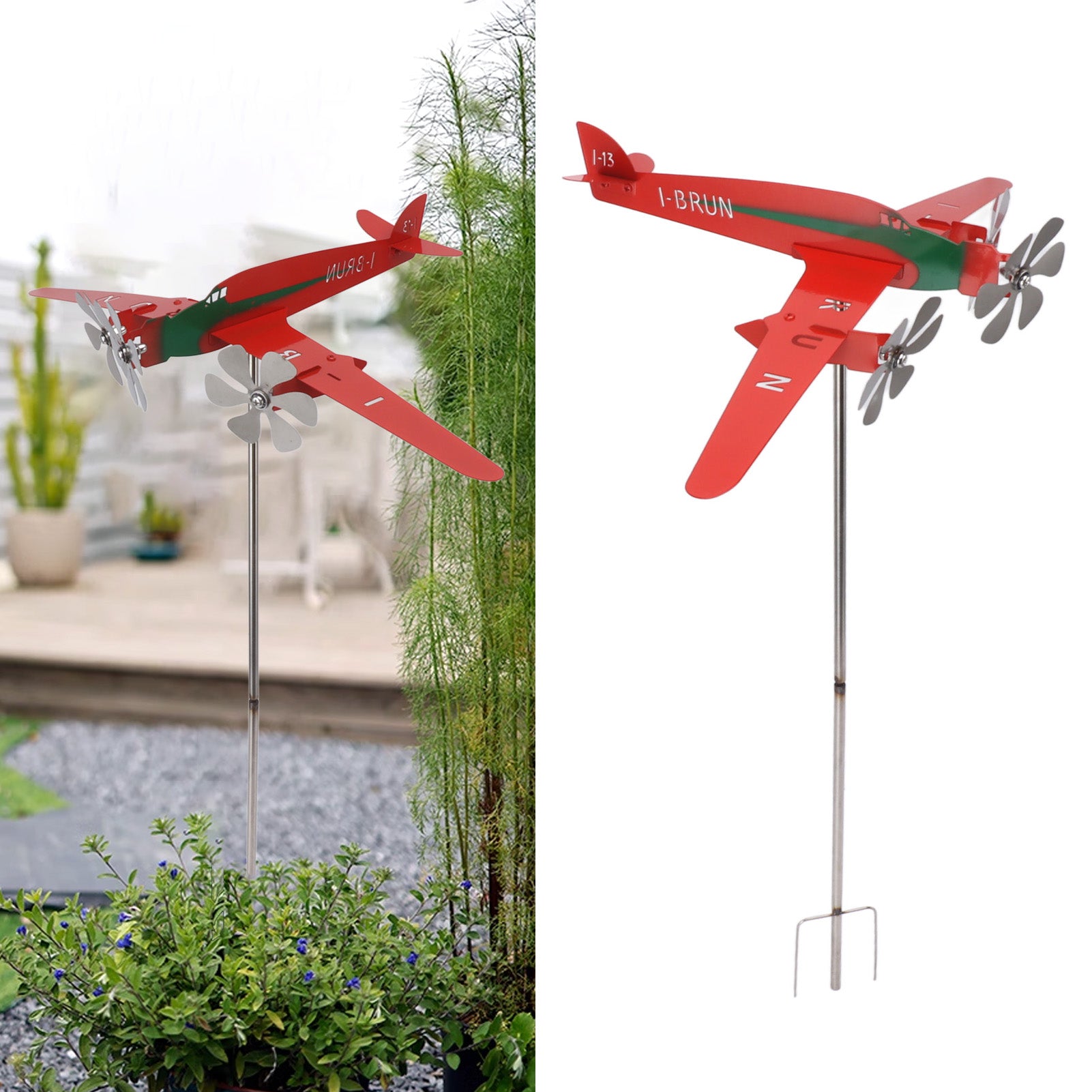 3D Metal Aircraft Weather Vane - Rustproof Airplane Wind Spinner for garage , Barn & Patio Decor