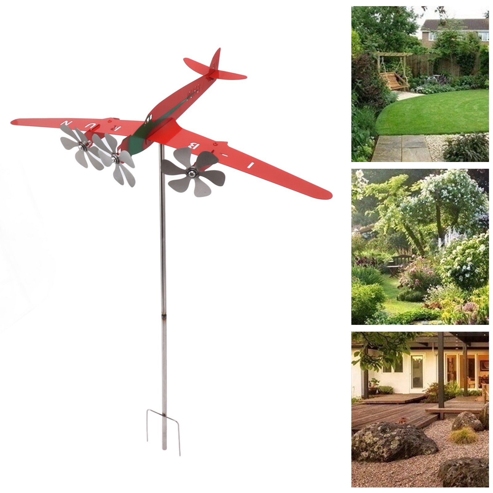 3D Metal Airplane Weather Vane for Garden - Outdoor Roof Wind Direction Indicator & Decor