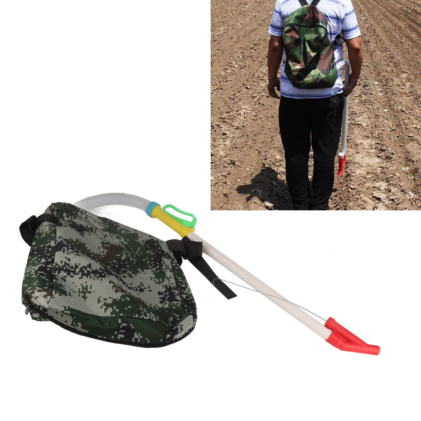 Multifunctional Manual Fertilizer Applicator & Bean Planter with Flexible Handle & Bag for corn for agriculture