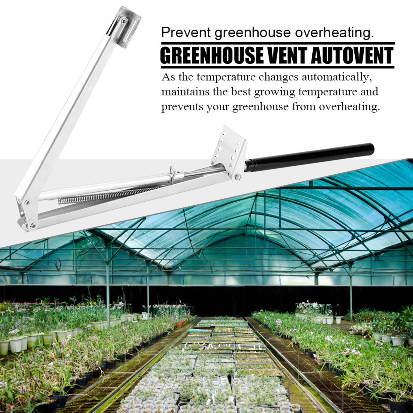 Solar-Powered Automatic Greenhouse for window Opener - Heat-Sensitive Roof Vent Operator for Easy Climate Control