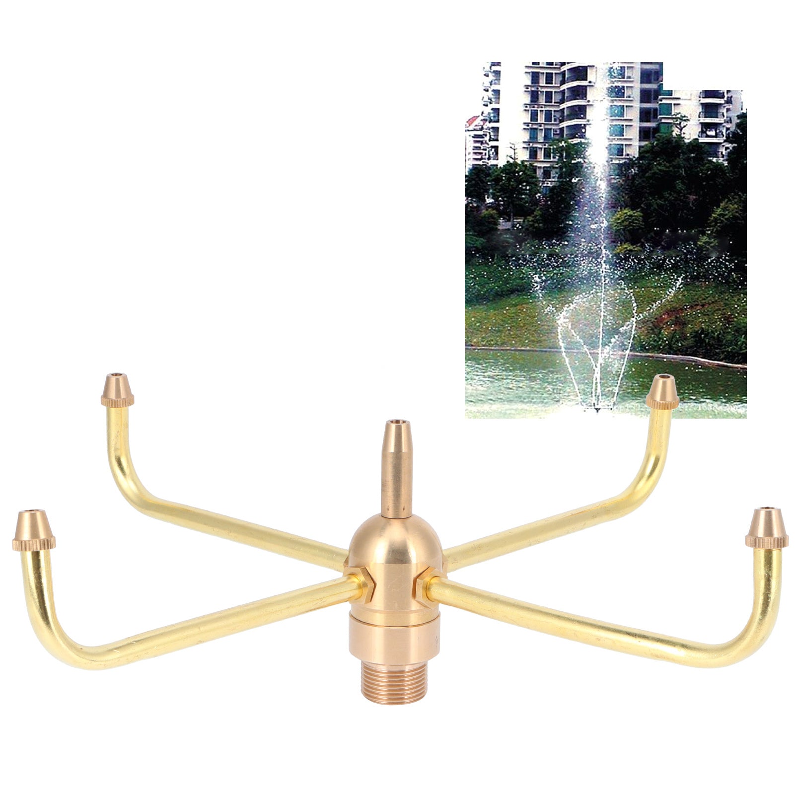 4 Arms Rotating Fountain Nozzle with G3/4 Male & G1/2 Female Thread, for garden Pond Spray Head Sprinkler