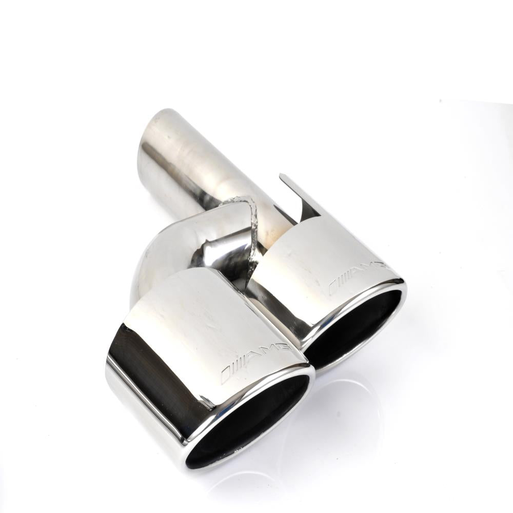 Rear Exhaust Muffler Tips 304 Stainless Steel Pipes Silver Fit For Mercedes Benz AMG C-Class W204 C180 C200 C63
