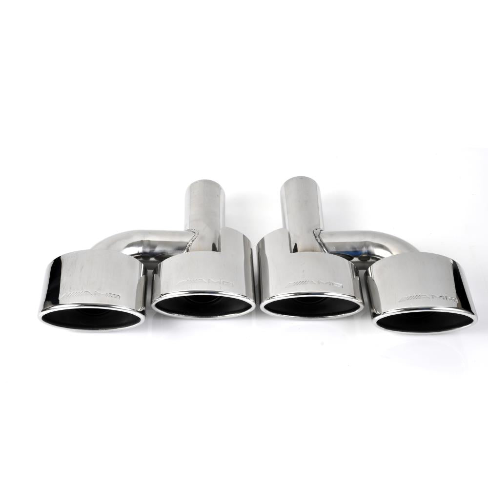 Rear Exhaust Muffler Tips 304 Stainless Steel Pipes Silver Fit For Mercedes Benz AMG C-Class W204 C180 C200 C63