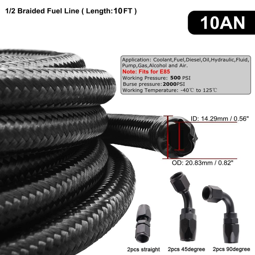 10AN Oil Catch Can Reservoir Tank Baffled +Breather Filter + Fuel Hose Fittings