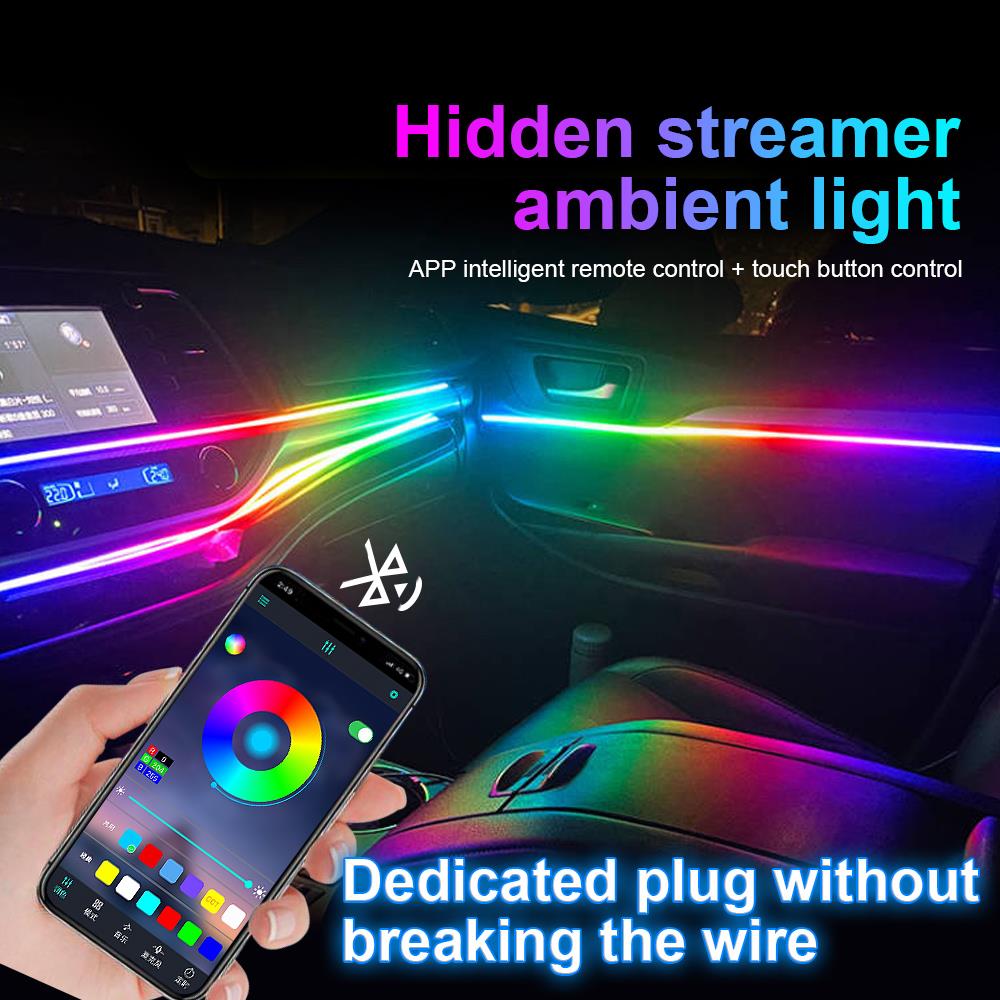 18In1 6pcs 110cm Symphony LED Light Strip For Car Ambient Light Interior Decorations RGB Neon Dreamcolor Acrylic Atmosphere Lamp