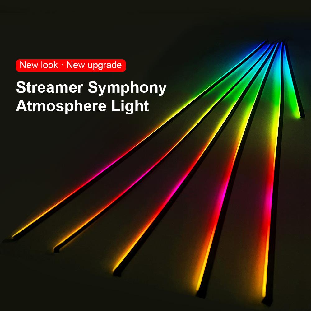 22 in 1 64 Color RGB Symphony Car Atmosphere Interior LED Acrylic Guide Fiber Optic Universal Decoration Ambient Speaker Lights
