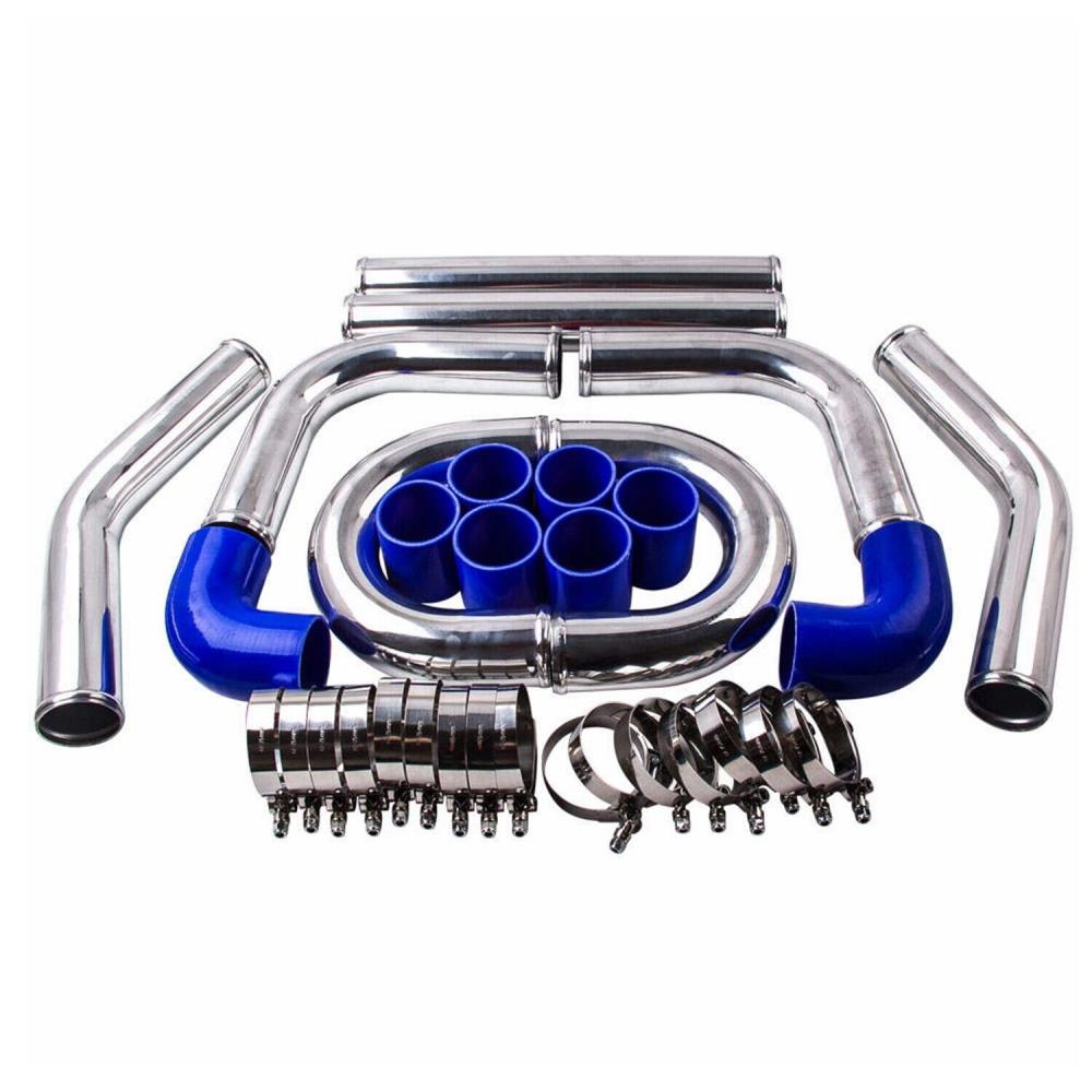 Universal Turbo Intercooler 450x180x65mm 2.5inch Aluminum Inlet Tube Fin Turbine Aluminum Pipe Piping Kit